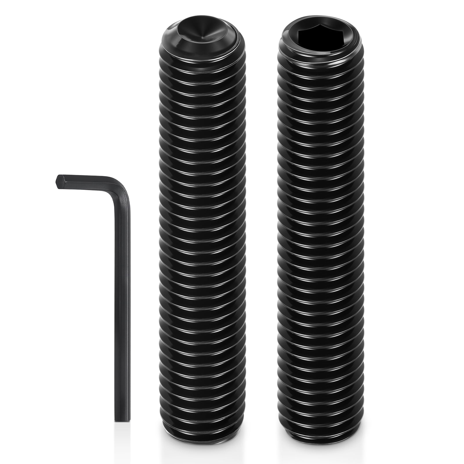 Uxcell 25Pcs Cup Point Socket Set Screws - [5/16"-18x2"] Carbon Steel - Black Oxide Finish Hex Socket Grub Set Screws with Hex Key Wrench for Door Handles, Knobs & Light Fixtures
