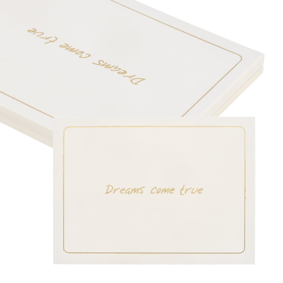 Uxcell 25Pcs Dream Come True Cards, 5.5" x 3.7" Single Panel Blank Cardstock Greeting Cards with Gold Foil Border for Wishes Gift Wedding Graduation Birthday DIY Craft Invitations, White