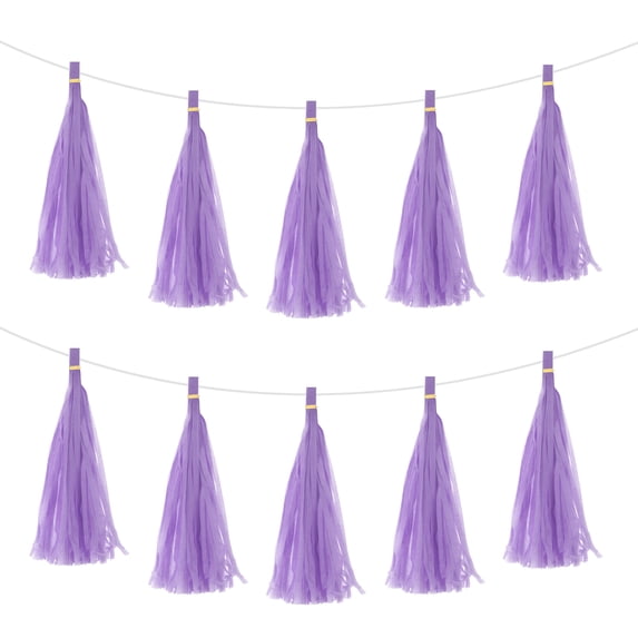 Uxcell 25Pcs Light Purple Tassel Garland Banner w Rope for Wedding Birthday Party Decoration