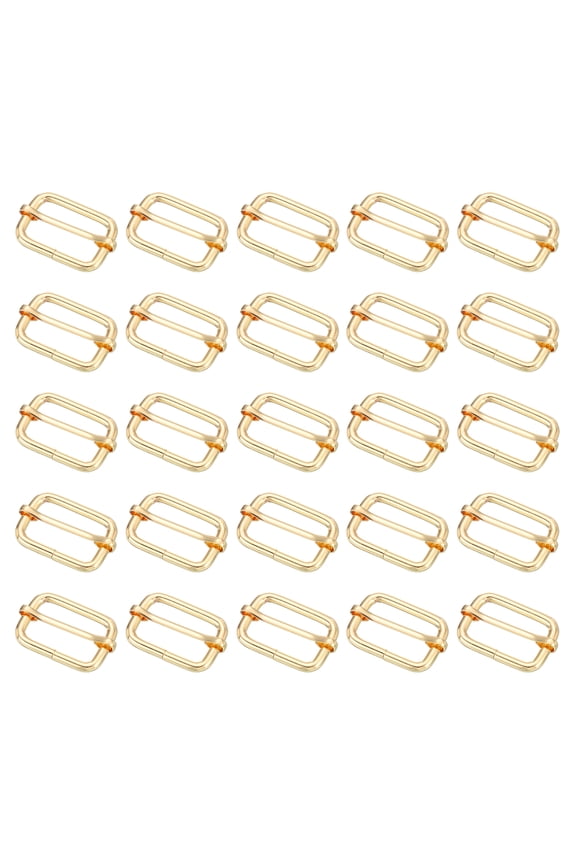 25Pcs Metal Slide Buckle, 1 1/4" Metal Zinc Alloy Adjustable Buckle, Flat Slide Strap Release Buckles, Light Gold