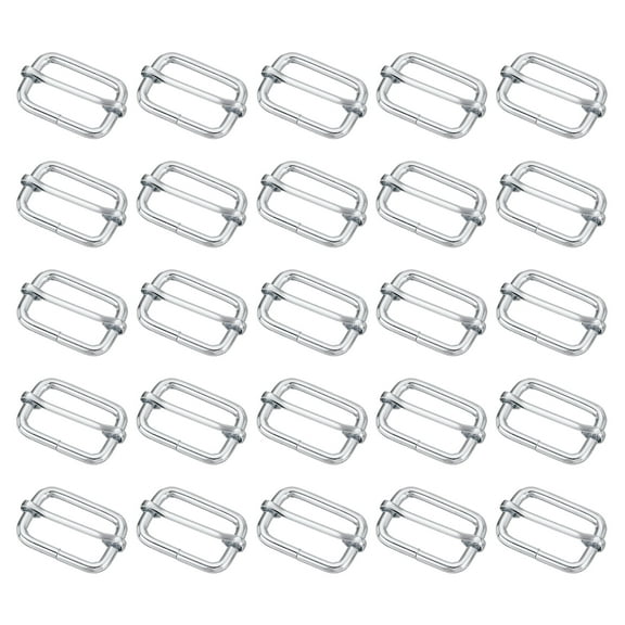 Uxcell 25Pcs Metal Slide Buckle, 1 1/4" Metal Zinc Alloy Adjustable Buckle, Flat Slide Strap Release Buckles, Silver