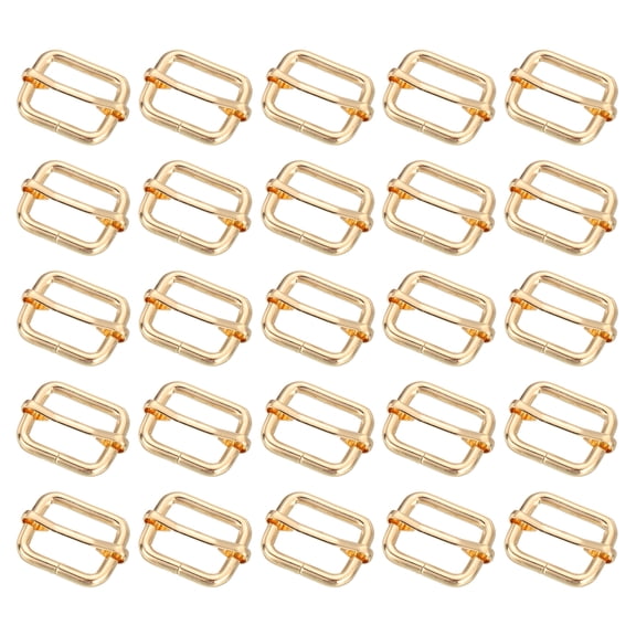Uxcell 25Pcs Metal Slide Buckle, 1" Metal Zinc Alloy Adjustable Buckle, Flat Slide Strap Release Buckles, Light Gold
