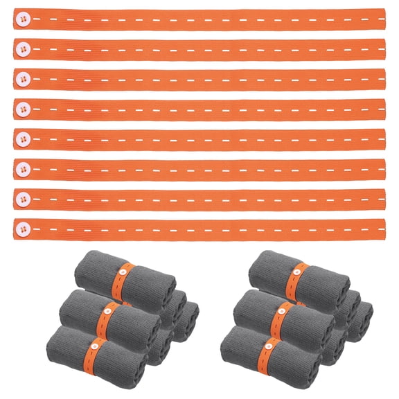 Uxcell 25Pcs Roll-up Clothes Storage Elastic Band, Adjustable Clothing Storage Strap with Button Travel Luggage Space Saver for Drawer Closet Bedsheet Towel Pants, Orange