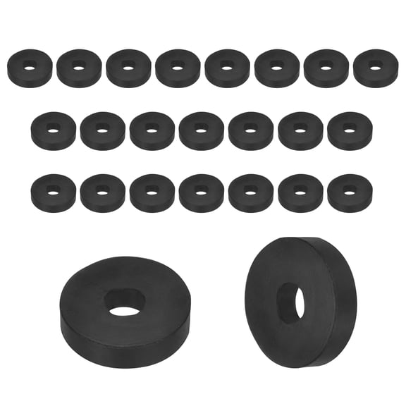 Uxcell 25Pcs Rubber Spacers, 30mm OD, 10mm ID, 7mm Thick Black Round Anti Vibration Rubber Pads Isolation Bushings Washer for Home Cars Boat(1.18" OD x 0.39" ID x 0.28" Thick)