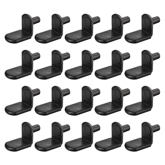 Uxcell 25Pcs Shelf Support Pegs L-Shaped Support Bracket Pegs Shelf Pin with Rubber Sleeve Black 0.2"