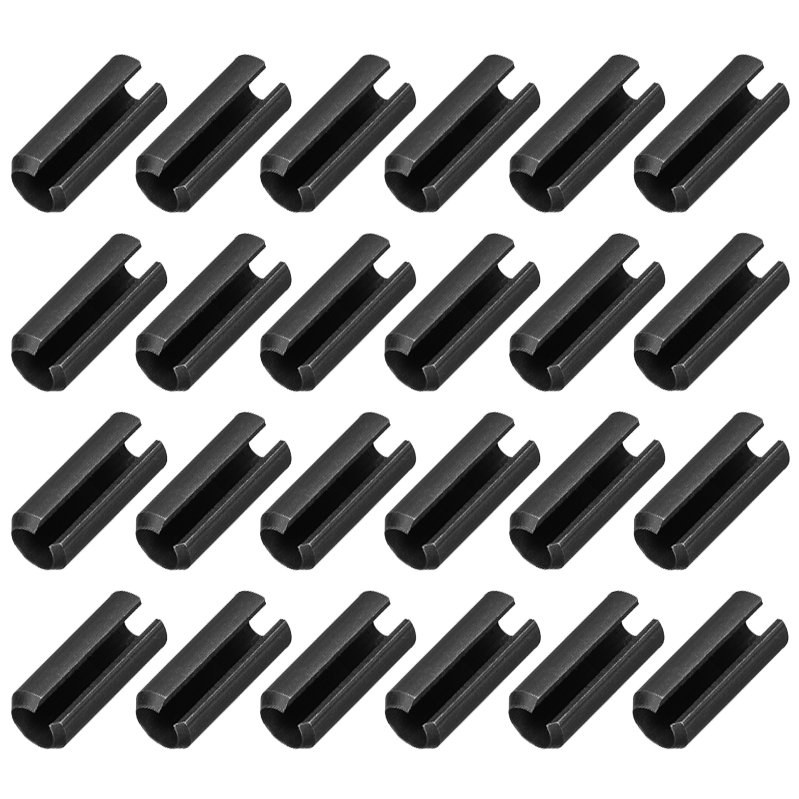 Uxcell 25Pcs Slotted Split Roll Pins 1/2 Inch(12mm) Dia. 1-1/5 Inch(30mm) Length 65Mn Steel Spring Tension Expansion Dowels for Secure Fastening, Black