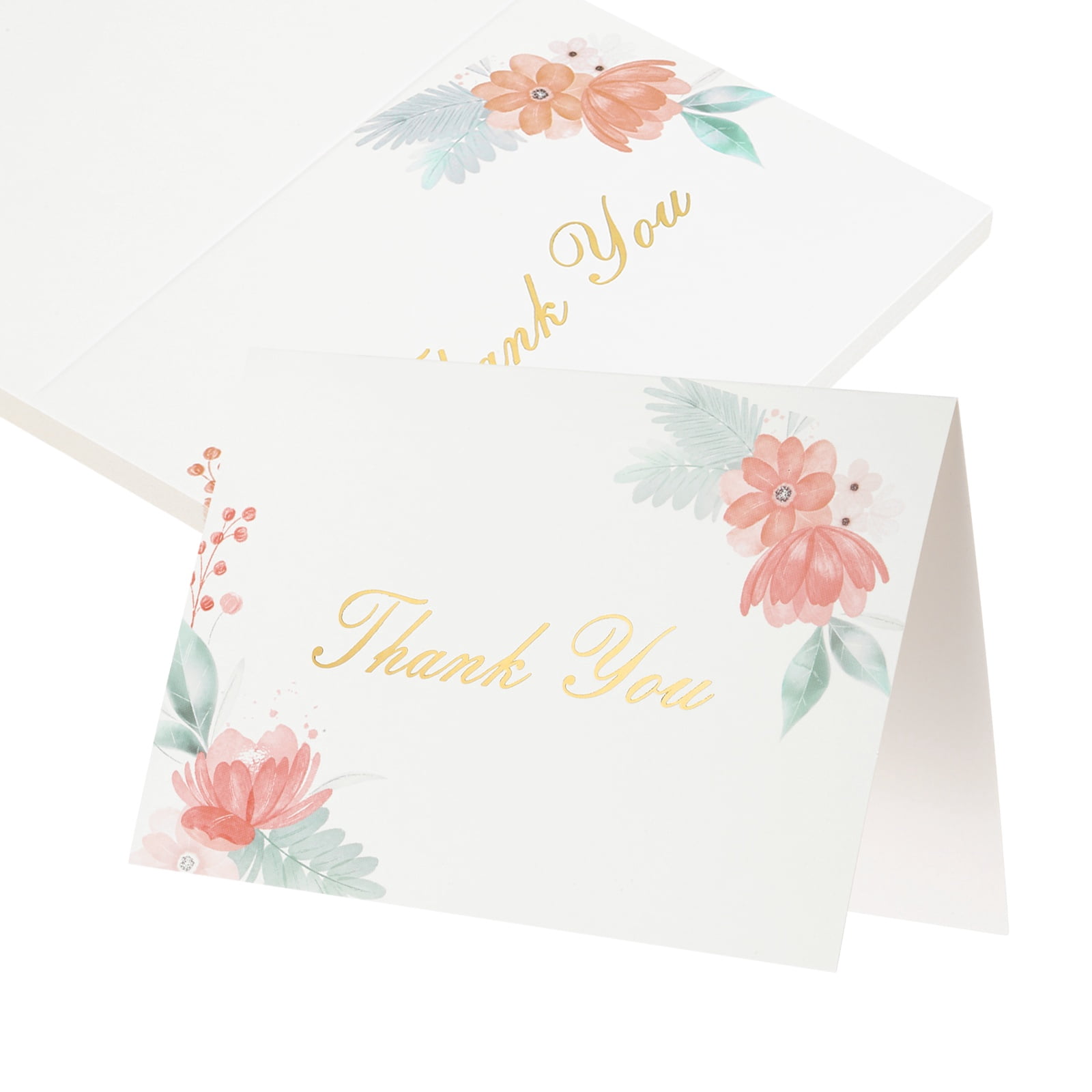 Uxcell 25Pcs Thank You Cards, 5.9"x7.9" Floral Folded Blank Cardstock ...