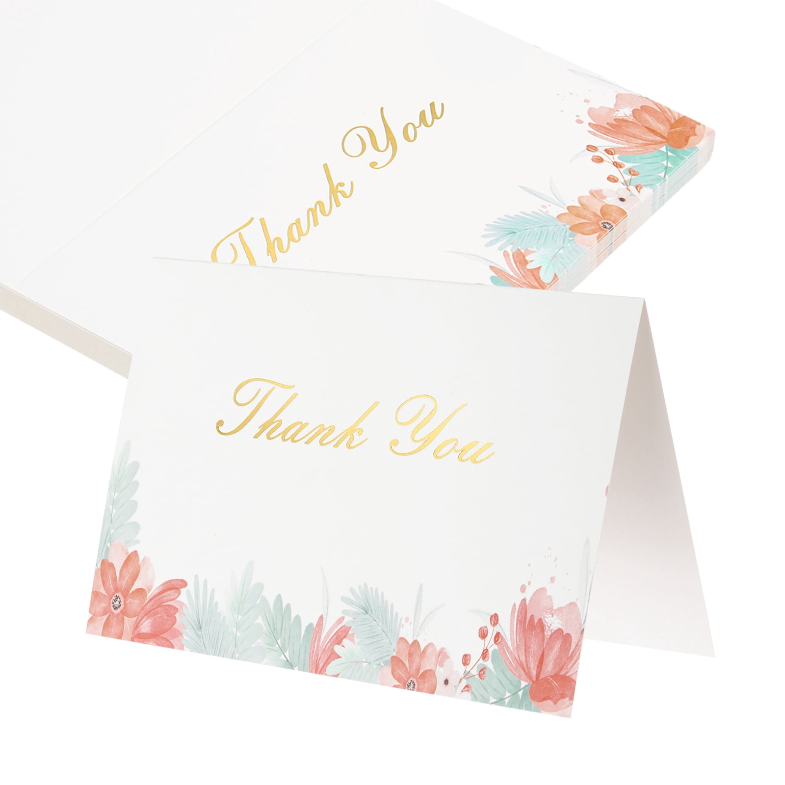 Uxcell 25Pcs Thank You Cards, 5.9"x7.9" Floral Folded Blank Cardstock ...