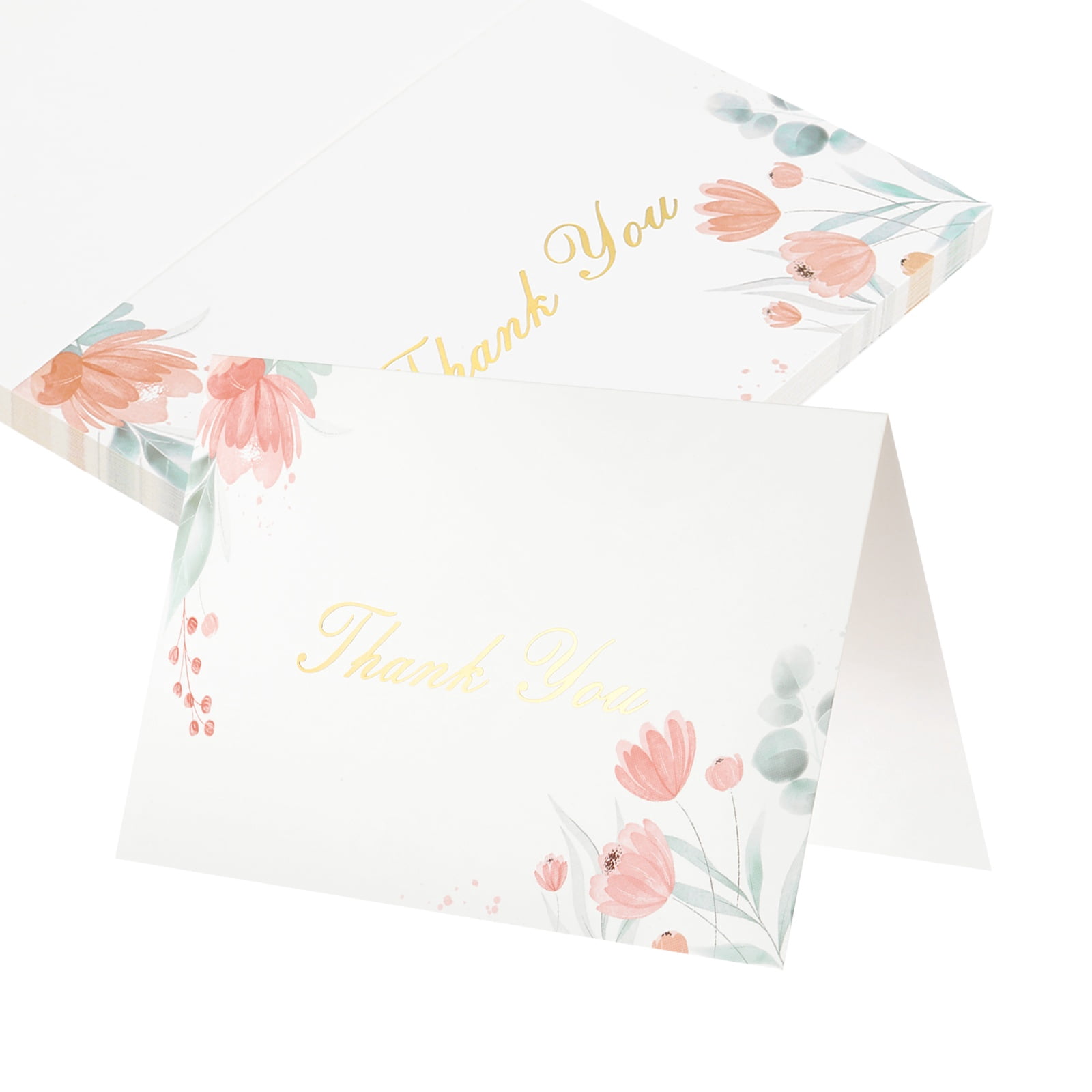 Uxcell 25Pcs Thank You Cards, 5.9"x7.9" Floral Folded Blank Cardstock ...