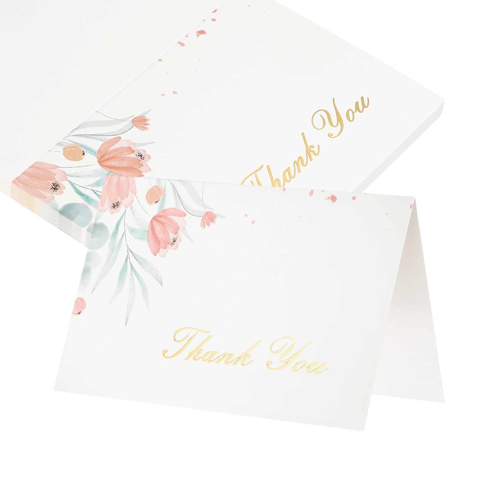 Uxcell 25Pcs Thank You Cards, 5.9"x7.9" Floral Folded Blank Cardstock ...