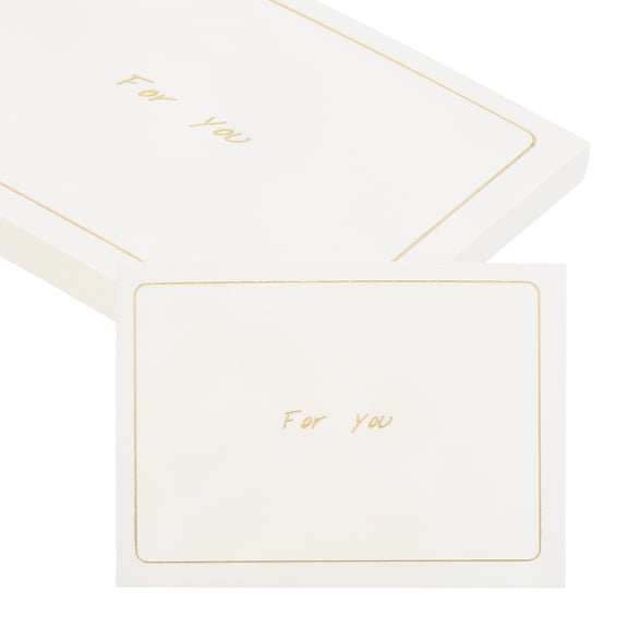 Uxcell 25Pcs For You Cards, 5.5" x 3.7" Single Panel Blank Cardstock Greeting Cards with Gold Foil Border for Wishes Gift Wedding Graduation Birthday DIY Craft Invitations, White