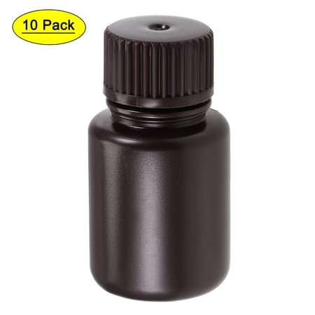 Uxcell 25ml/0.85oz Plastic Small Mouth Lab Reagent Bottle Brown 10 Count