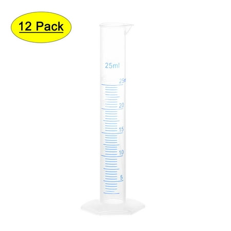 Uxcell 25ml 2-Sided Metric Marking Plastic Graduated Cylinder 12 Pack