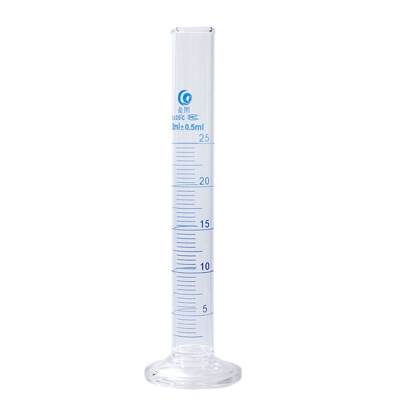 Uxcell 25ml 3.3 Borosilicate Glass Graduated Cylinder, Round Base Blue Graduations Measuring Cylinder