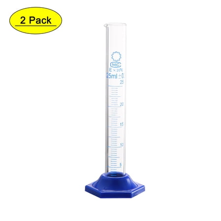 Uxcell 25ml Single Metric Borosilicate Glass Graduated Cylinder 2 Pack