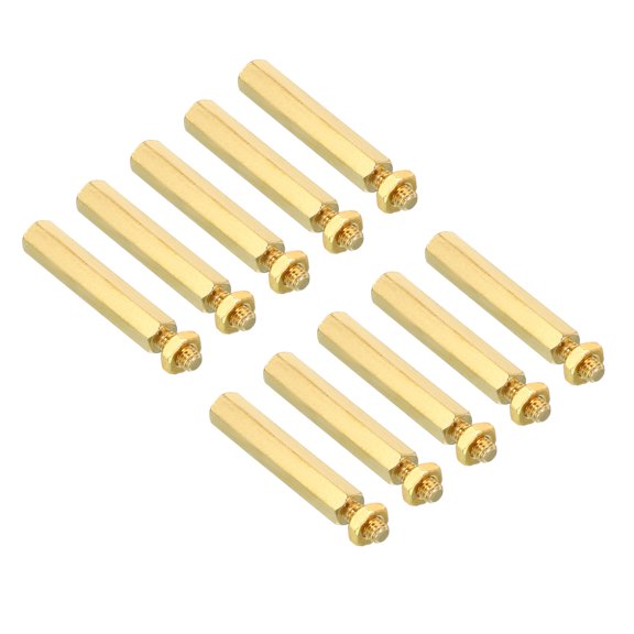 Uxcell 25mm+6mm M3 Standoff Screws 80 Pack Brass Hex Standoffs Nuts Gold Tone