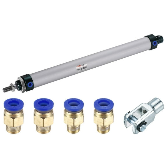 Uxcell 25mm Bore 250mm Stroke Pneumatic Air Cylinder with Y Connector and 4Pcs Quick Fitting Set