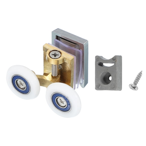 25mm Shower Door Rollers, Sliding Shower Doors Wheels Top Wheels with Block & Screws for 6mm Copper