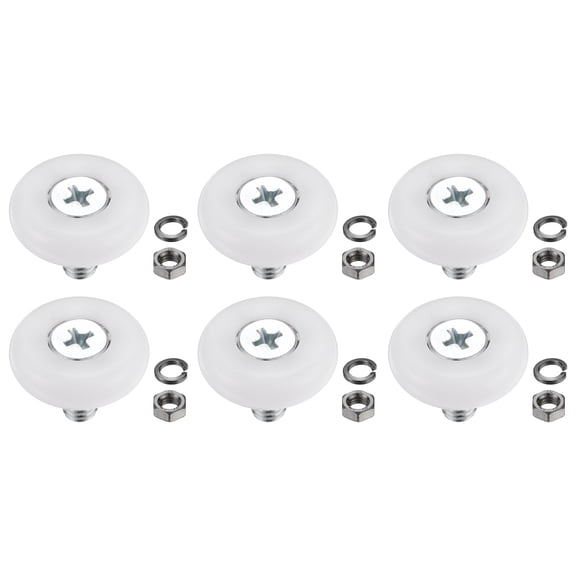 Uxcell 25mm Drawer Rollers, Nylon Positioning Pulleys with Spring Washer and Nut, White 6 Set