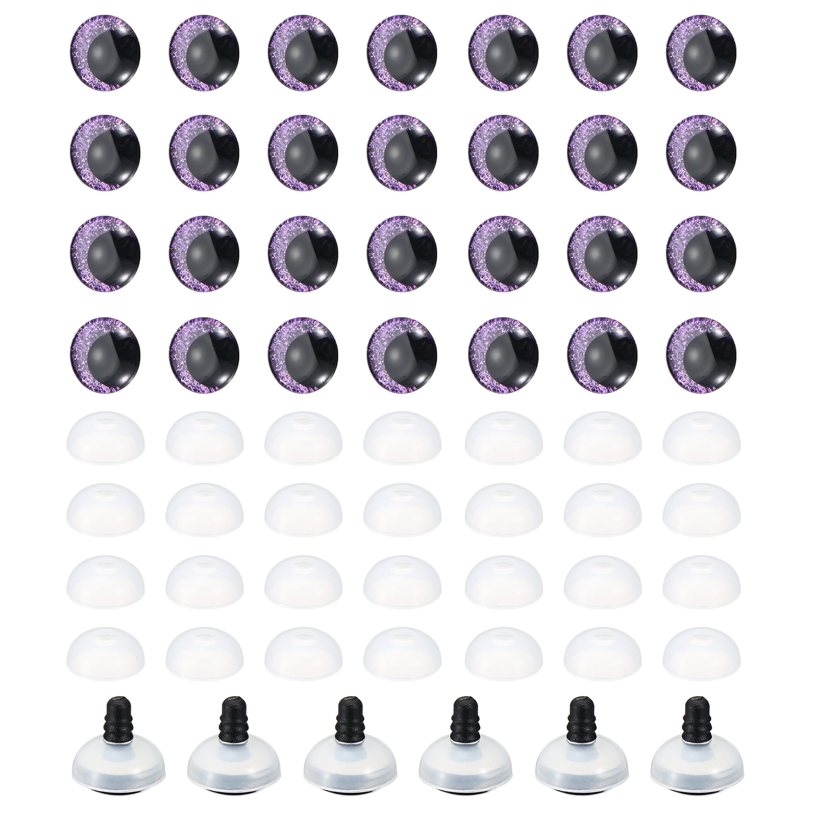 Uxcell 25mm Flash Safety Eyes, 34 Set Plastic Glitter Safety Eyes with Washers Soft Buttons Realistic Colorful Crocheting for Decor Crochet Accessories Dolls Craft, Purple
