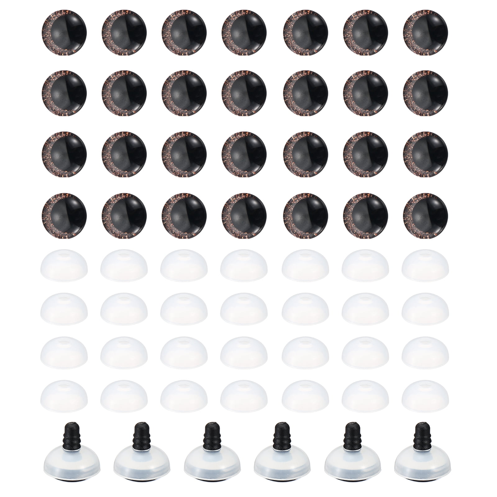 Uxcell 25mm Flash Safety Eyes, 34 Set Plastic Glitter Safety Eyes with Washers Soft Buttons Realistic Colorful Crocheting for Decor Crochet Accessories Dolls Craft, Brown