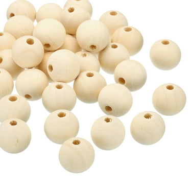 Uxcell 25mm Natural Wood Beads, 40 Pack Unfinished Wooden Beads Round Loose Beads Spacer Beads