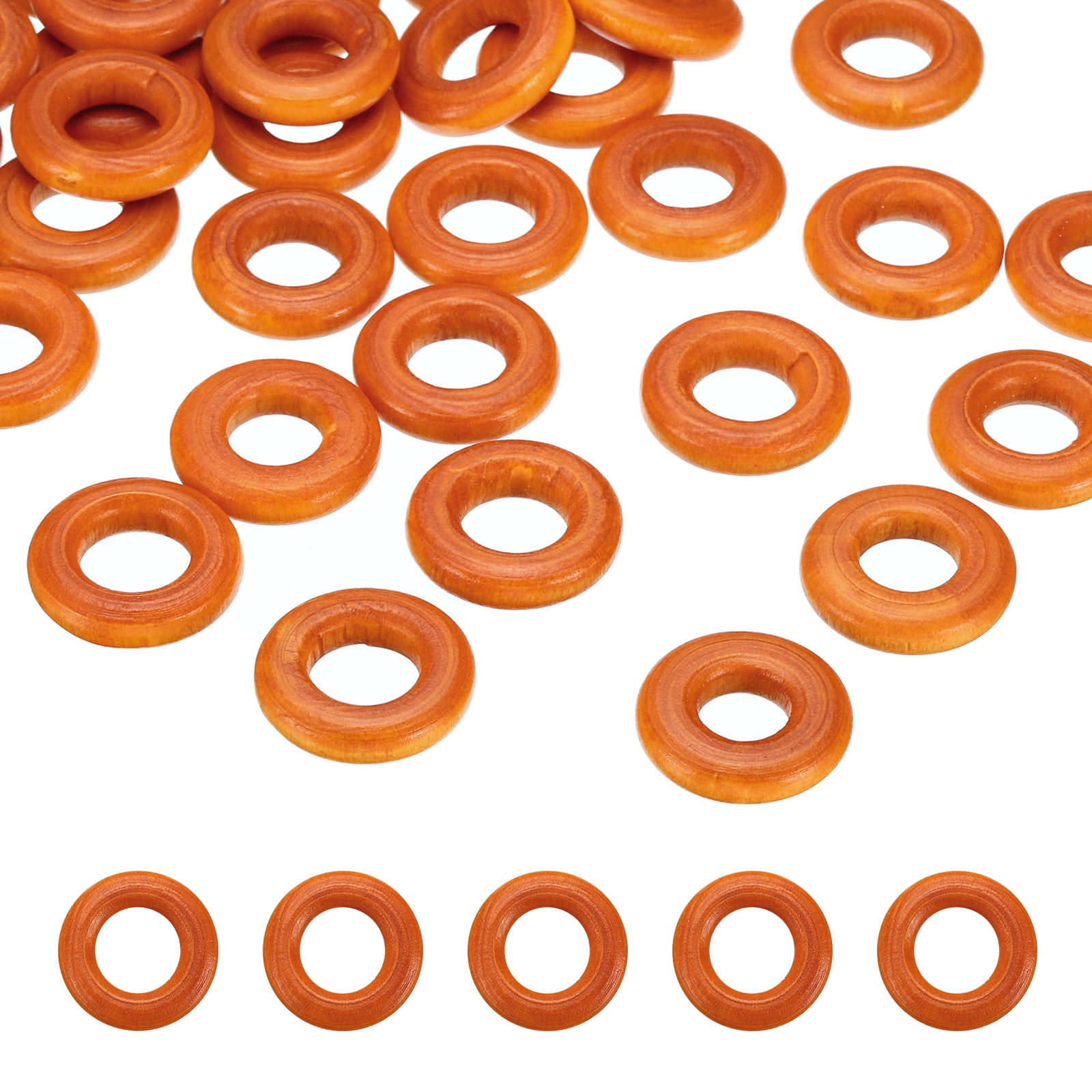 Uxcell 25mm Natural Wooden Rings, 50 Pack Wood Ring Round Linking Rings ...