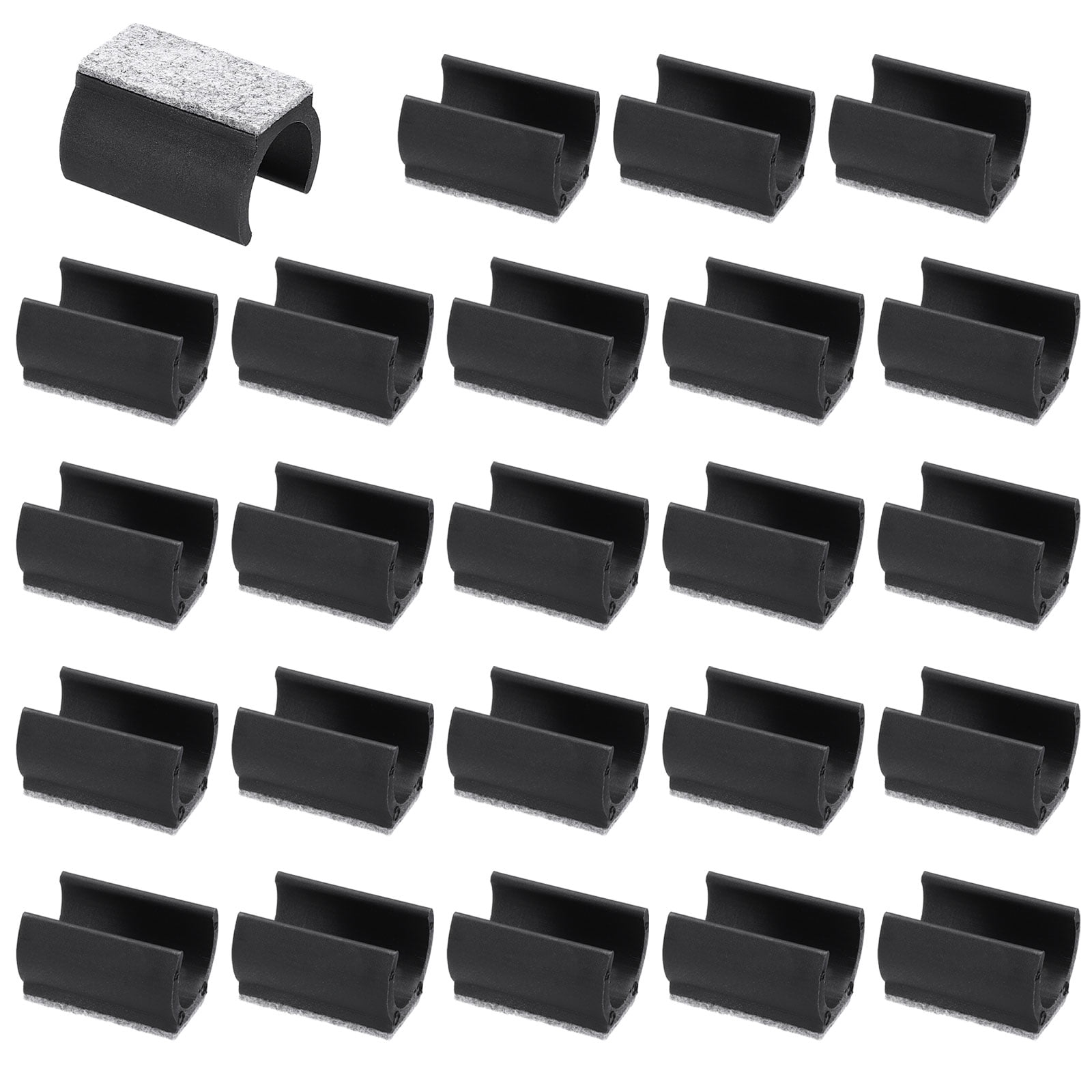 Uxcell 25mm Rectangle Chair Leg Cover with Felt Pad, 24Pcs Furniture Feet Hardwood Protectors Black