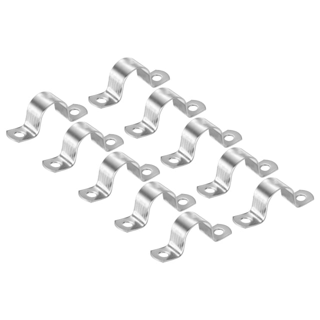 Uxcell 25mm Rigid Pipe Strap Clamp, 10 Pcs 304 Stainless Steel Two Hole ...
