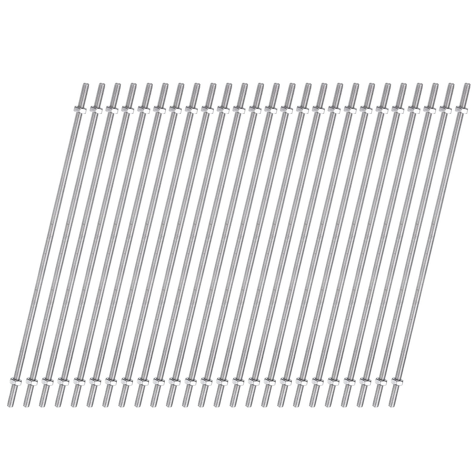 Uxcell 25pcs 8/32 Inch M4 Threaded Rods with Hex Nuts 18 Inch 304 Stainless Steel Rod, Silver