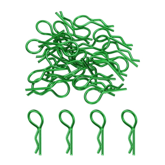 Uxcell 25pcs Body Clips Bent Springy Pins for 1/8 1/10 Scale Model RC Car Crawler Truck Shell Replacement(Green)