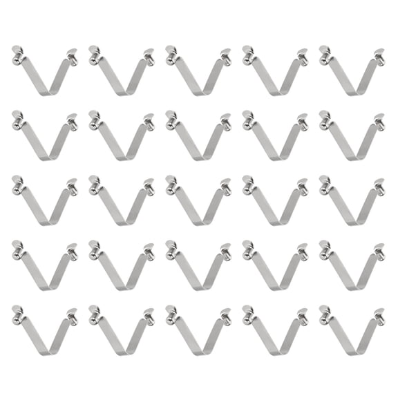 Uxcell 25pcs Double Button Kayak Paddle Snap Spring Clip 6x8x42mm 65Mn Spring Steel V-Shaped Hollow Lift Telescopic Locking Tube Pole Clips for Tent Umbrella Camping