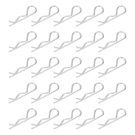 Uxcell 25pcs Heavy Duty Hitch Pin Clip R Clips (M2 x 50mm) - Spring Retaining Wire Cotter Hair Pins, for Trailer Locking Lawn Mowers Tractor Carts Truck