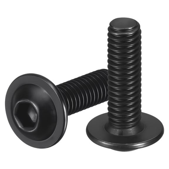 Uxcell 25pcs M6-1x20mm 304 Stainless Steel Flanged Button Head Socket Cap Screws, Black Oxide Allen Socket Drive Bolt Fasteners for Automotive, Furniture Repair & Equipment Fixes