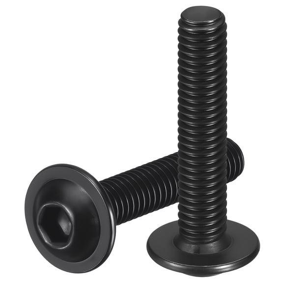 Uxcell 25pcs M6-1x30mm 304 Stainless Steel Flanged Button Head Socket Cap Screws, Black Oxide Allen Socket Drive Bolt Fasteners for Automotive, Furniture Repair & Equipment Fixes