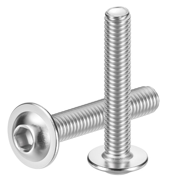 Uxcell 25pcs M6-1x35mm 304 Stainless Steel Flanged Button Head Socket Cap Screws, Allen Socket Drive Bolt Fasteners for Automotive, Furniture Repair & Equipment Fixes, Silver