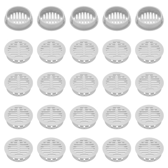 Uxcell 25pcs Round Cabinet Vent 1.38" (35mm Openings) Plastic Circular Soffit Exhaust Vent Soffit Louver Vent Mesh Hole for Bathroom Home Office Kitchen Cabinet Wardrobe, Gray