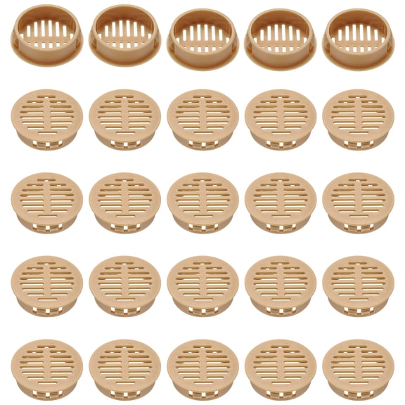 Uxcell 25pcs Round Cabinet Vent 1.38" (35mm Openings) Plastic Circular Soffit Exhaust Vent Soffit Louver Vent Mesh Hole for Bathroom Home Office Kitchen Cabinet Wardrobe, Orange