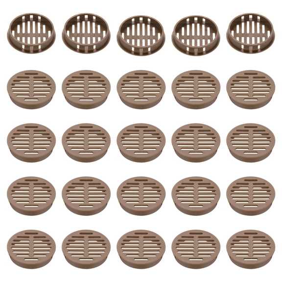 Uxcell 25pcs Round Cabinet Vent 1.97" (50mm Openings) Plastic Circular Soffit Exhaust Vent Soffit Louver Vent Mesh Hole for Bathroom Home Office Kitchen Cabinet Wardrobe, Brown