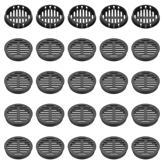 Uxcell 25pcs Round Cabinet Vent 1.97" (50mm Openings) Plastic Circular Soffit Exhaust Vent Soffit Louver Vent Mesh Hole for Bathroom Home Office Kitchen Cabinet Wardrobe, Black