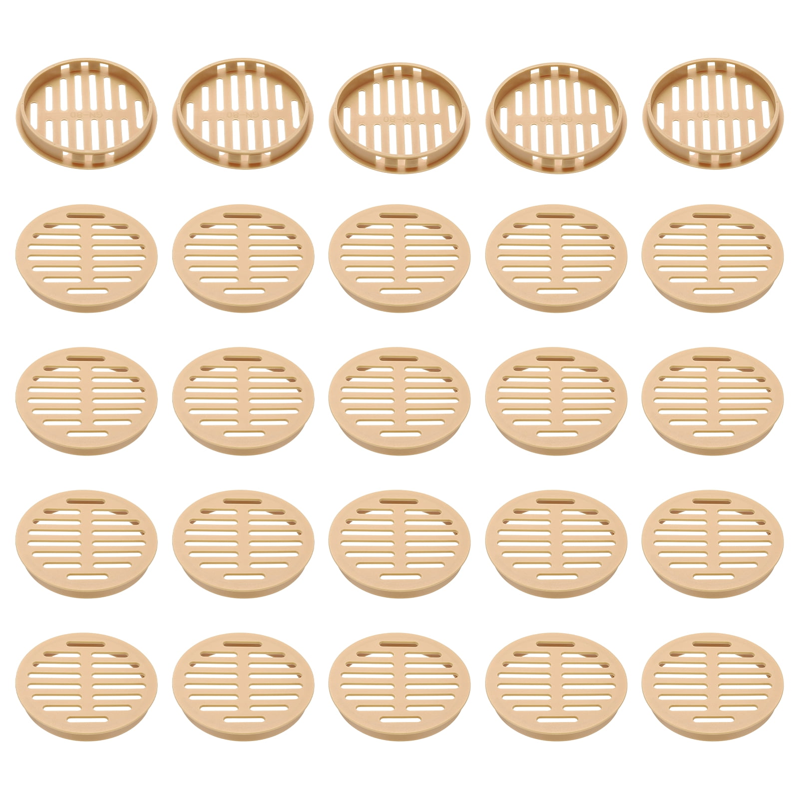 Uxcell 25pcs Round Cabinet Vent 3.15" (80mm Openings) Plastic Circular Soffit Exhaust Vent Soffit Louver Vent Mesh Hole for Bathroom Home Office Kitchen Cabinet Wardrobe, Orange