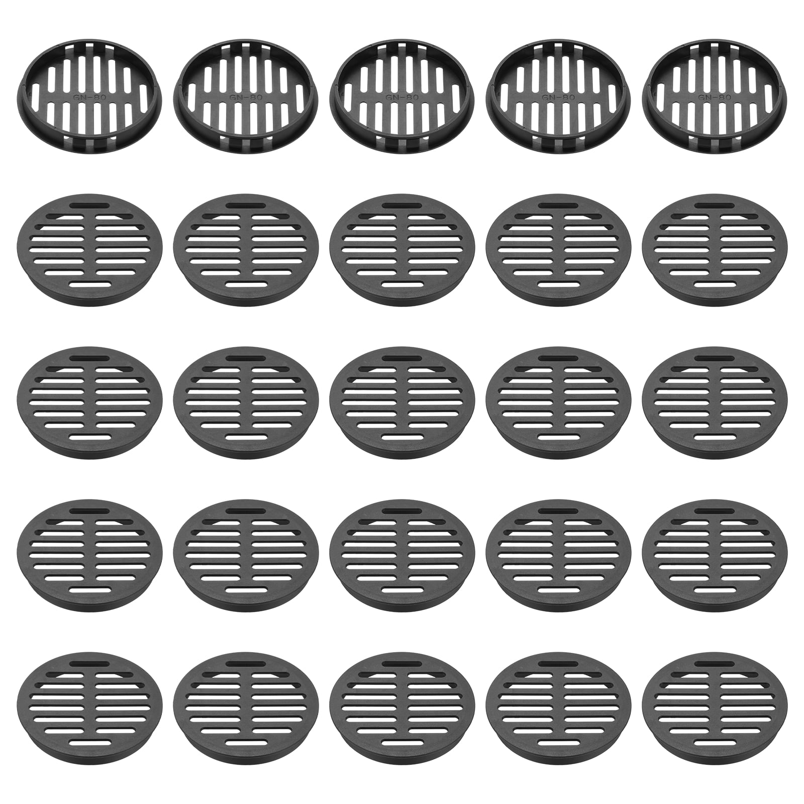 Uxcell 25pcs Round Cabinet Vent 3.15" (80mm Openings) Plastic Circular Soffit Exhaust Vent Soffit Louver Vent Mesh Hole for Bathroom Home Office Kitchen Cabinet Wardrobe, Black