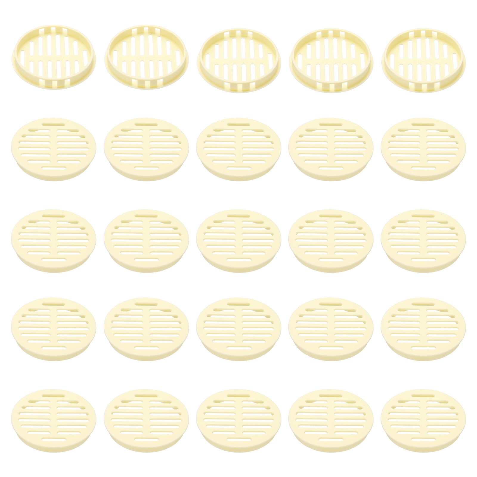 Uxcell 25pcs Round Cabinet Vent 3.15" (80mm Openings) Plastic Circular Soffit Exhaust Vent Soffit Louver Vent Mesh Hole for Bathroom Home Office Kitchen Cabinet Wardrobe, Yellow
