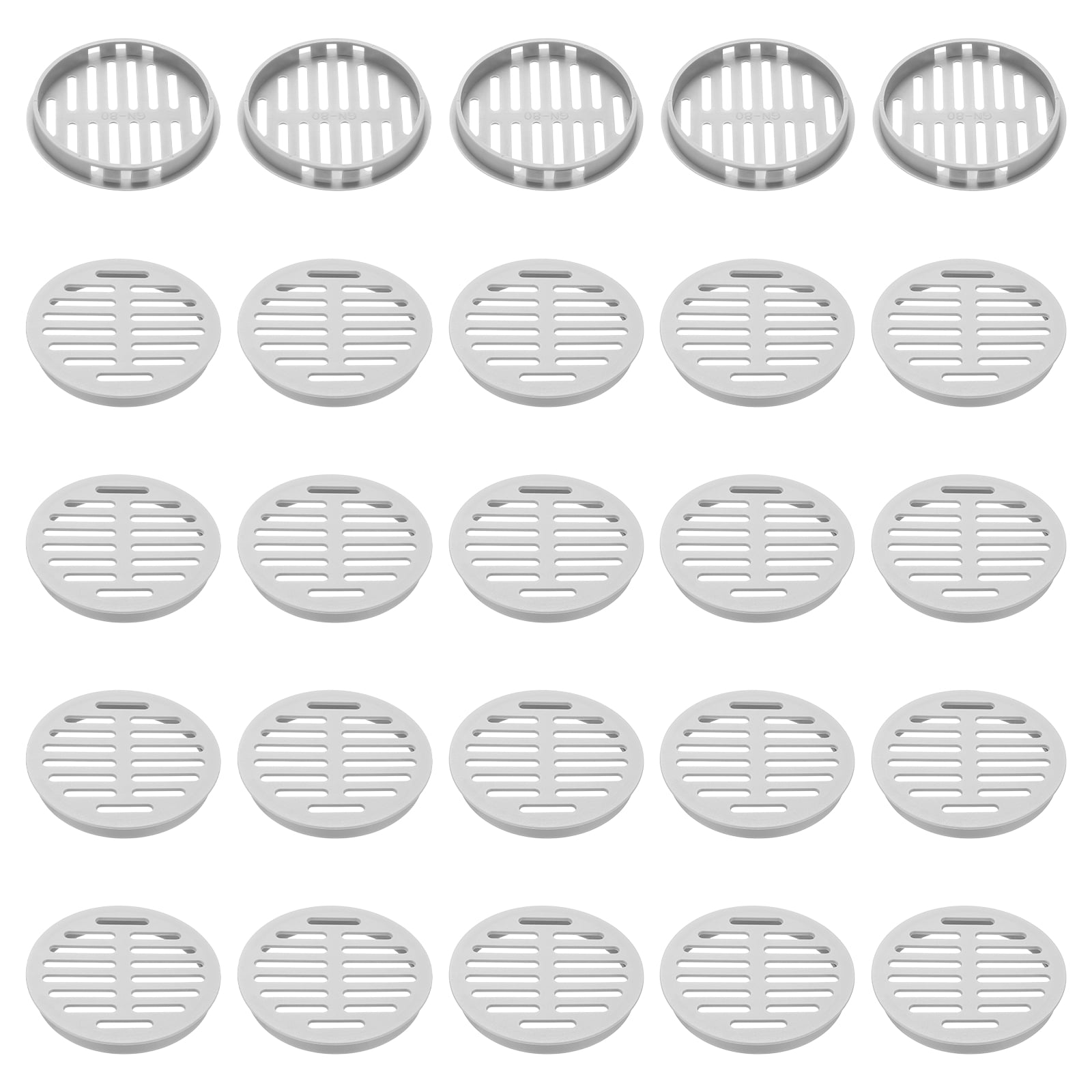 Uxcell 25pcs Round Cabinet Vent 3.15" (80mm Openings) Plastic Circular Soffit Exhaust Vent Soffit Louver Vent Mesh Hole for Bathroom Home Office Kitchen Cabinet Wardrobe, Gray
