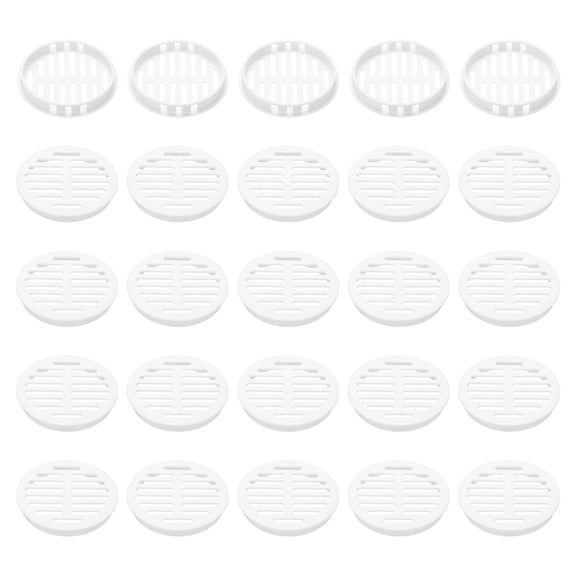 Uxcell 25pcs Round Cabinet Vent 3.15" (80mm Openings) Plastic Circular Soffit Exhaust Vent Soffit Louver Vent Mesh Hole for Bathroom Home Office Kitchen Cabinet Wardrobe, White