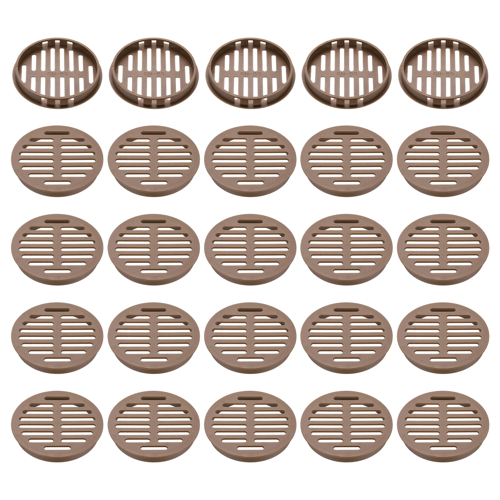 Uxcell 25pcs Round Cabinet Vent 3.15" (80mm Openings) Plastic Circular Soffit Exhaust Vent Soffit Louver Vent Mesh Hole for Bathroom Home Office Kitchen Cabinet Wardrobe, Brown