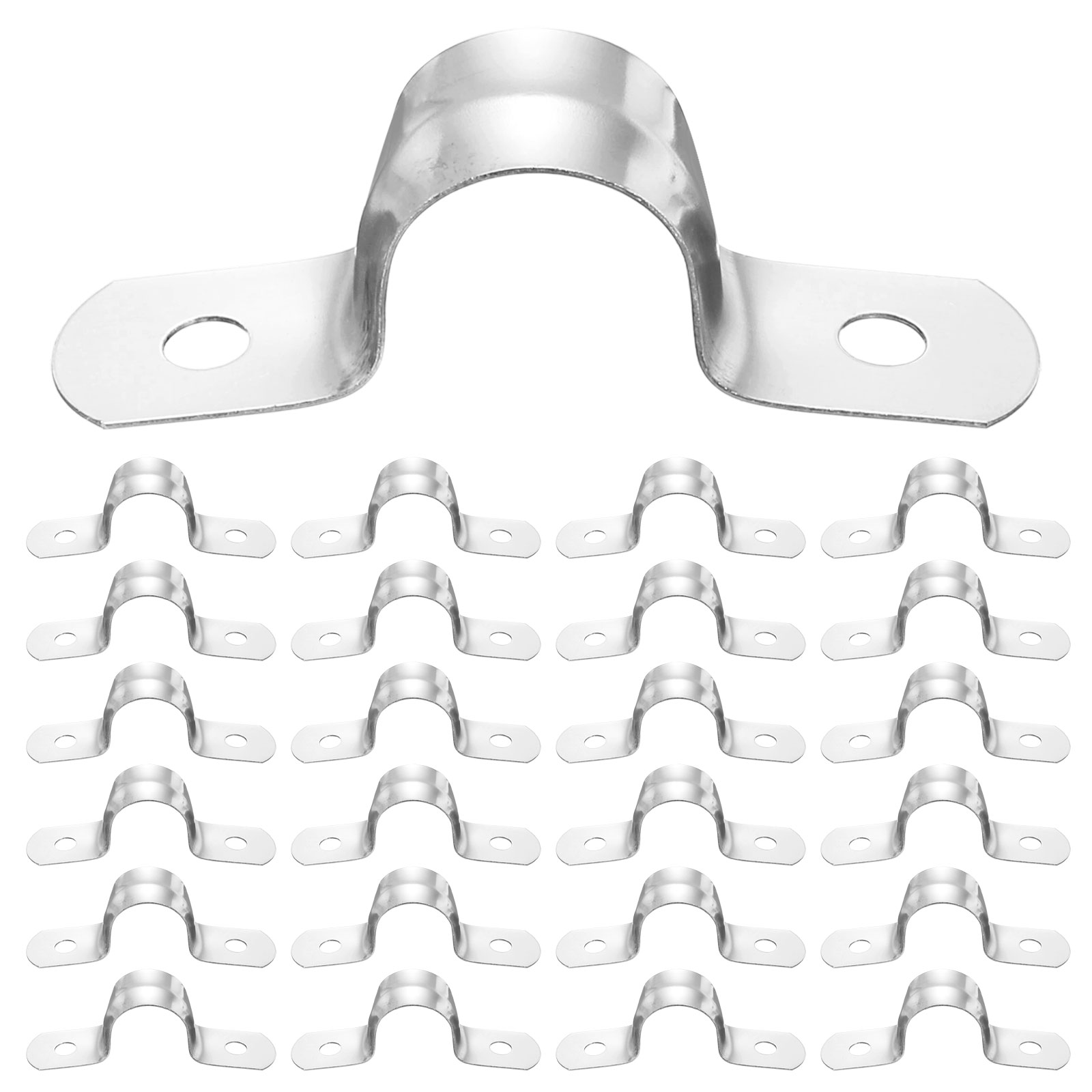 Uxcell 25pcs U Tube Strap Clamp 3/4" (20mm) Two Hole Pipe Conduit Clamp ...