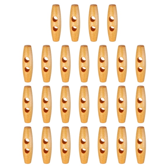 Uxcell 25pcs Wooden Toggle Buttons 45mm / 1.8" Double Hole Wood Olive Horn Sewing Buttons for Coat Sweaters Clothing DIY Craft, Beige