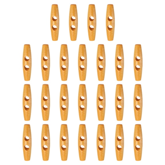 Uxcell 25pcs Wooden Toggle Buttons 50mm / 2" Double Hole Wood Olive Horn Sewing Buttons for Coat Sweaters Clothing DIY Craft, Beige