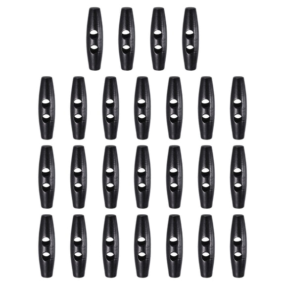 Uxcell 25pcs Wooden Toggle Buttons 50mm / 2" Double Hole Wood Olive Horn Sewing Buttons for Coat Sweaters Clothing DIY Craft, Black